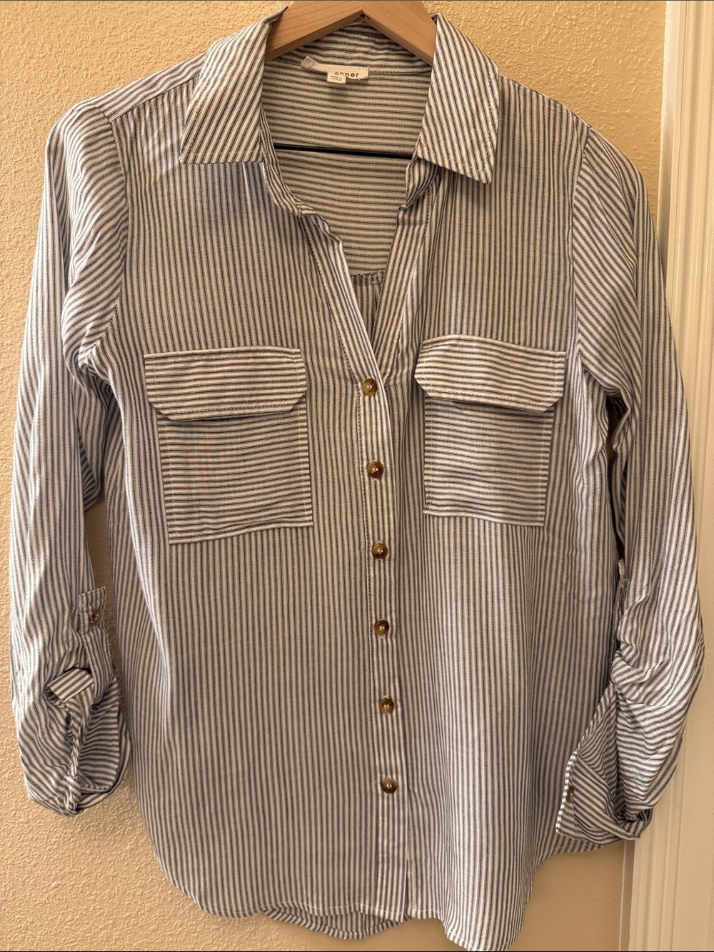 Blu Pepper Blue and White Striped Button-Down Shirt